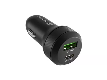 Ładowarka samochodowa Coney 1x USB 1x USB-C QC 3.0 48W Czarna