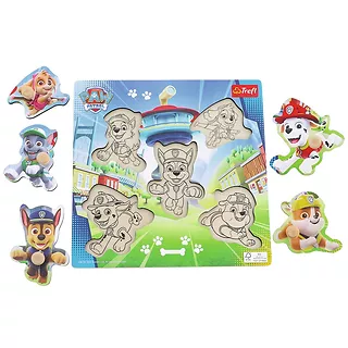 Układanka drewniana puzzle mini Psi Patrol 5 elementów