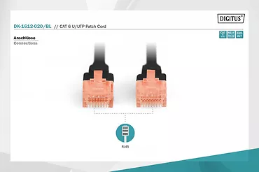 Patch cord U/UTP kat.6 PVC 2m Czarny