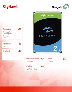 Dysk SkyHawk 2TB 3,5 256MB ST2000VX017