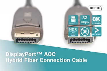 Kabel połączeniowy hybrydowy AOC DisplayPort 1.4 8K/60Hz UHD DP/DP M/M 10m Czarny