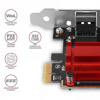 PCEE-GIX Karta sieciowa PCIe 1x Gigabit Ethernet port (RJ-45), Intel i210AT, PXE, SP & LP