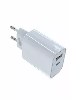 Ładowarka sieciowa 2x3A USB C + USB A biała