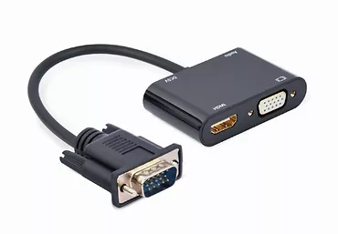 Konwerter sygnału VGA do HDMI + VGA czarny, 15 cm