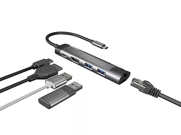 Stacja dokująca Multi Port Fowler Go USB-C - Hub 2x USB 3.0, HDMI 4K, USB-C PD, RJ45