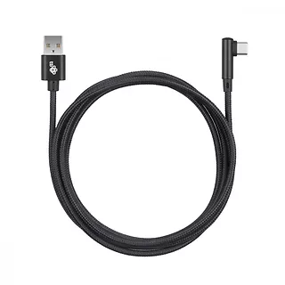 Kabel USB-USB C 1.5m kątowy, czarny sznurek