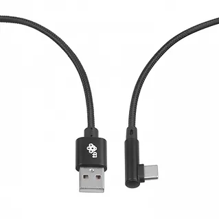 Kabel USB-USB C 1.5m kątowy, czarny sznurek