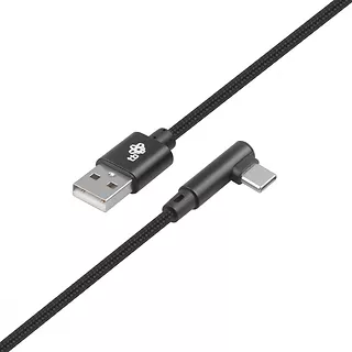 Kabel USB-USB C 1.5m kątowy, czarny sznurek