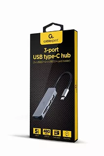 Hub 3-portowy USB-C, USB 2.0x2, USB 3.0, czytnik kart