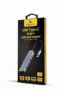 Adapter wieloportowy USB-C 5w1, PD, HDMI, USB 3.1, USB 2.0x2