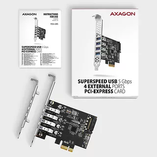 PCEU-43RS Kontroler PCIe 4x port USB 3.2 GEN 1, UASP VIA, 15-pin SATA zasilacz