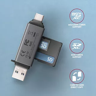 CRE-DAC Czytnik kart zewnętrzny USB3.2 Gen 1 Type-C + Type-A SD/microSD