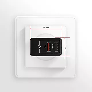 ACU-QS24 Ładowarka sieciowa QC 24W, 2x port USB--A, QC3.0/AFC/FCP + 5V/1.2A