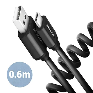 BUCM-AM10TB Kabel Twister USB-C - USB-A, 0,6m, USB 2.0, 2.4A, ALU, PVC Czarny