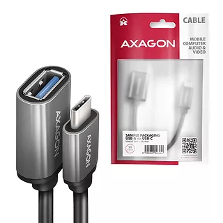 RUCM-AFAC Kabel adapter USB 3.2 Gen 1 Type-C samiec -> Type-A żeńska, 0,2m, 3A, ALU