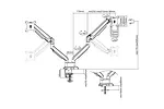 Ramię biurkowe podwójne z zaciskiem regulowane 2xLCD max. 32