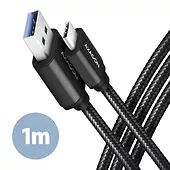 BUCM3-AM10AB Kabel USB-C - USB-A 3.2 Gen 1, 1m, 3A, ALU, oplot, Czarny