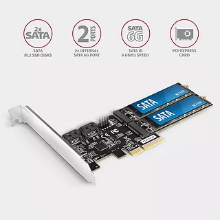 PCES-SA4M2 Kontroler PCIe 2x wewnętrzny port SATA 6G + 2x wewnętrzny port M.2 B-key SATA, SP & LP