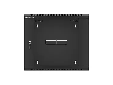 Szafa instalacyjna rack wisząca 19 9U 600 czarna drzwi szklane złóżona