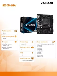 ASRock B550M-HDV AM4 2DDR4 HDMI/DVI/D-SUB M.2 mATX