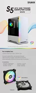 Obudowa S5 WHITE ATX Mid Tower PC Case RGB fan TG