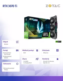 Karta graficzna GeForce RTX 3070 Ti 8GB GDDRX6 256bit 3DP/HDMI