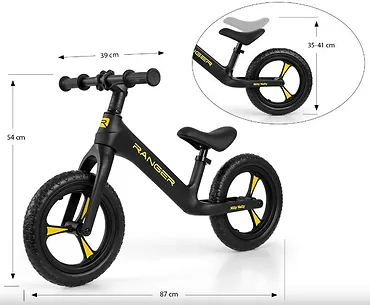 Rowerek Biegowy Ranger Black czarny