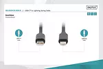 Kabel USB 2.0 spiralny USB C/Lightning, PD 20W, MFI, max. 1m Czarny