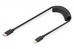 Kabel USB 2.0 spiralny USB C/Lightning, PD 20W, MFI, max. 1m Czarny