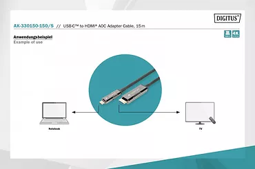 Kabel adapter hybrydowy AOC USB Typ C na HDMI 4K 60Hz 15m