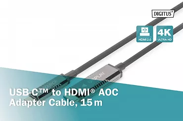 Kabel adapter hybrydowy AOC USB Typ C na HDMI 4K 60Hz 15m