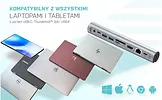 Zestaw stacja dokująca + podstawka Metal Cooling Pad for notebooks (up-to 15.6) with USB-C  Docking Station (Power Delivery 100 W)