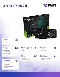 Karta graficzna Palit GeForce RTX 4060 Ti Dual 8GB GDDR6