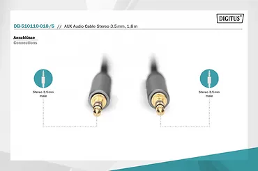 Kabel połączeniowy audio MiniJack Stereo Typ 3.5mm/3.5mm M/M nylon 1,8m
