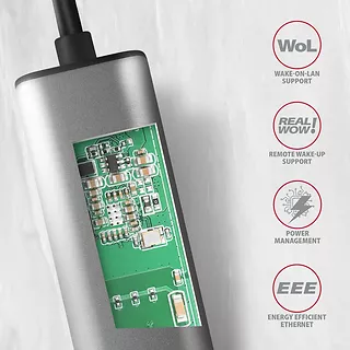 ADE-25R Karta sieciowa 2.5 Gigabit Ethernet, Realtek 8156, USB-A 3.2 Gen 1, automatyczna instalacja, szara