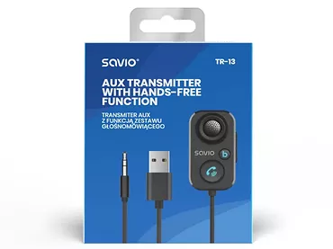 Transmiter Samochodowy Aux Zestaw Głośnomówiący Odbiornik Bluetooth 5.1 USB SAVIO TR-13