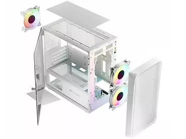 Obudowa komputerowa LOGIC PORTOS ARGB MINI USB 3.0 Biała szkło hartowane wentylator 3x120mm ARGB