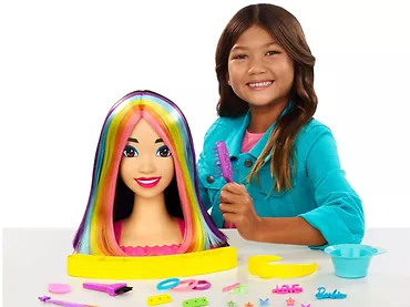 Mattel Barbie Totally Hair Głowa do stylizacji Neonowa tęcza Czarne włosy