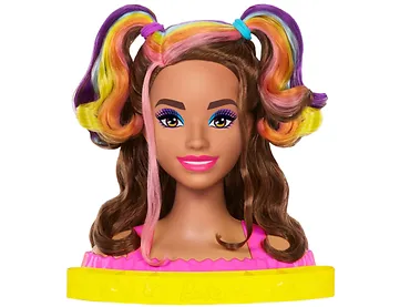 Mattel Barbie Barbie Głowa do stylizacji Neonowa tęcza Brązowe włosy