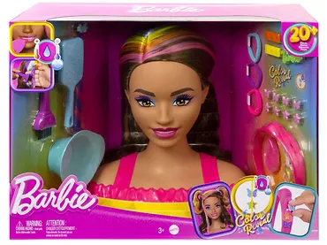 Mattel Barbie Barbie Głowa do stylizacji Neonowa tęcza Brązowe włosy