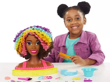 Mattel Barbie Głowa Do Stylizacji Neonowa Tęcza Kręcone Włosy