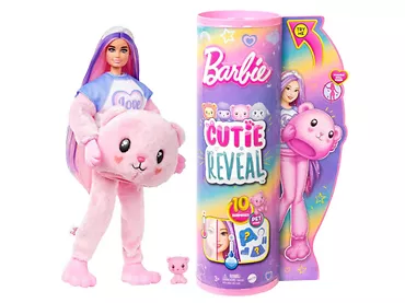 Barbie Cutie Reveal - Lalka Barbie Różowy miś + zwierzątko HKR04