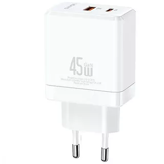 USAMS Ładowarka sieciowa USB-C+USB-A 45W GaN PD 3.0