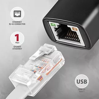 AXAGON ADE-AR Karta sieciowa Gigabit Ethernet adapter, USB-A 3.2 Gen 1, instalacja automatyczna