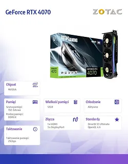 ZOTAC Karta graficzna GeForce RTX 4070 AMP AIRO 12GB GDDR6X 192bit 3DP