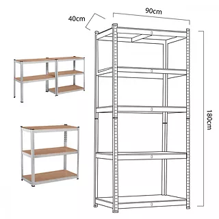 GreenBlue Regał magazynowy metalowy szafka 175 kg x5  ocynk rozkładany MDF GB378