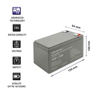 Qoltec Akumulator AGM | 12V | 7Ah | max. 105A | Security