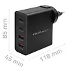 Qoltec Ładowarka GaN Power Pro | 2xUSB-C | 2xUSB | 130W | 5-20V | 1.5-5A| PD | Czarna