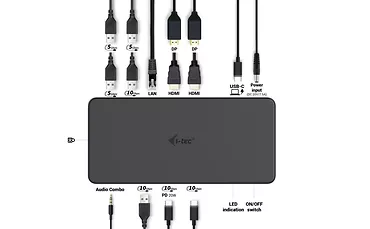 i-tec Stacja dokująca USB 3.0 / USB-C / Thunderbolt 3 Professional Dual 4K Display Docking Station Generation 2 + Power Delivery 100W