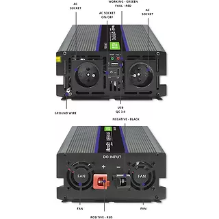 Qoltec Przetwornica napięcia Monolith 4000 MS Wave | 12V na 230V |      2000/4000W | USB